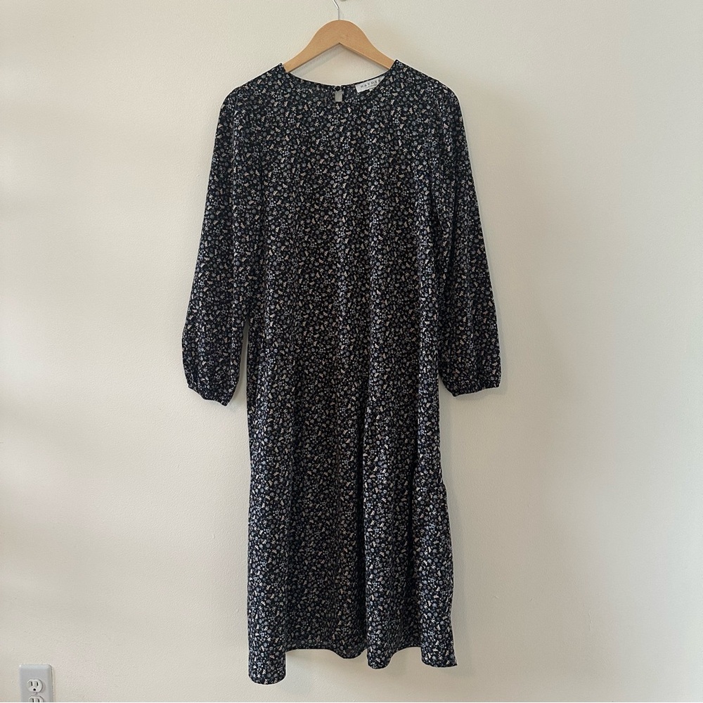 Hayden Floral Midi Dress - Navy and Cream